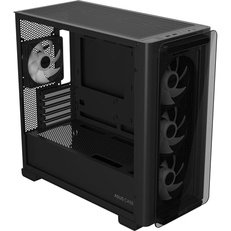 Asus a23 plus Mini-Tower-Gehäuse (schwarz | 2x USB-A | 1x USB-C | RGB | gehärtetes Glas)