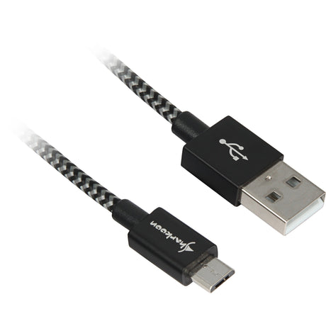 Sharkoon USB 2.0 Kabel, USB-A > Micro-USB B (schwarzgrau, 0,5 Meter)