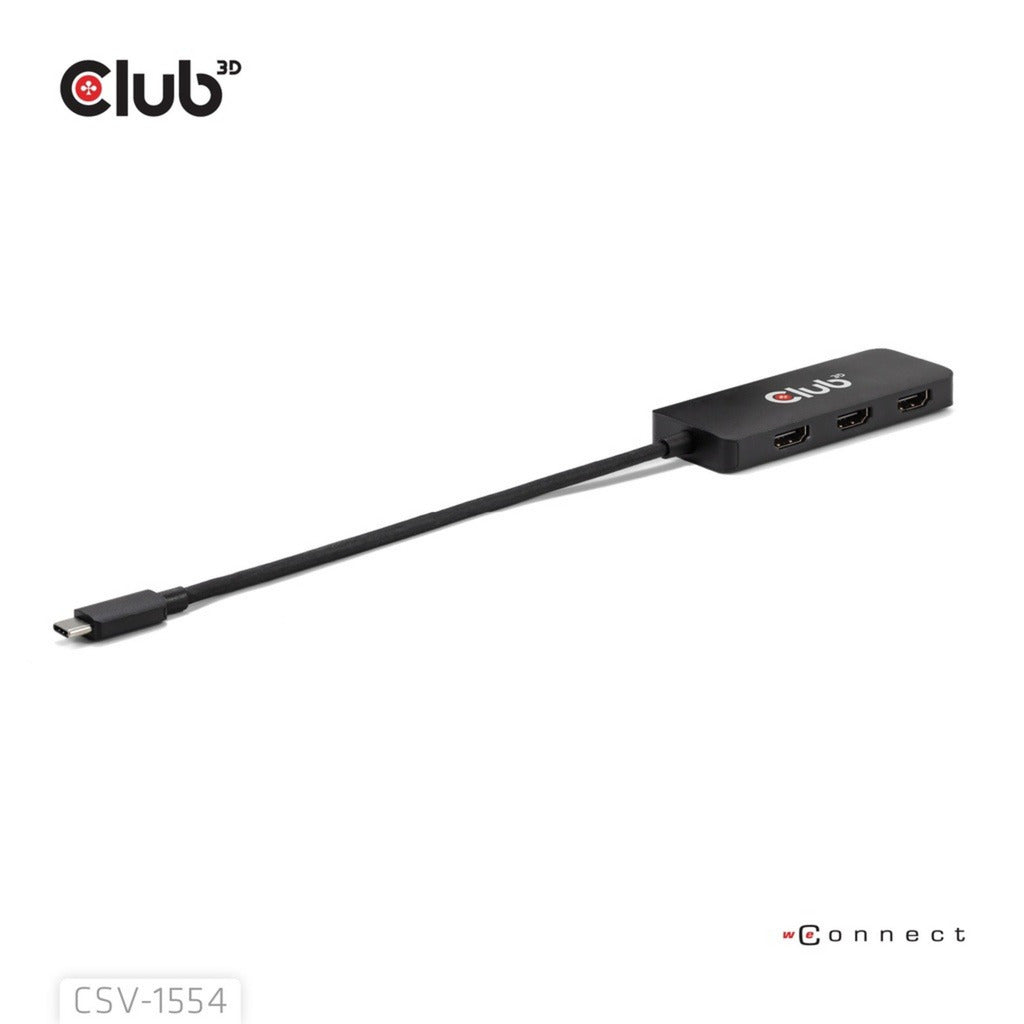 Club 3D USB-C auf Triple HDMI MST Hub 4K60Hz Adapter (Schwarz)