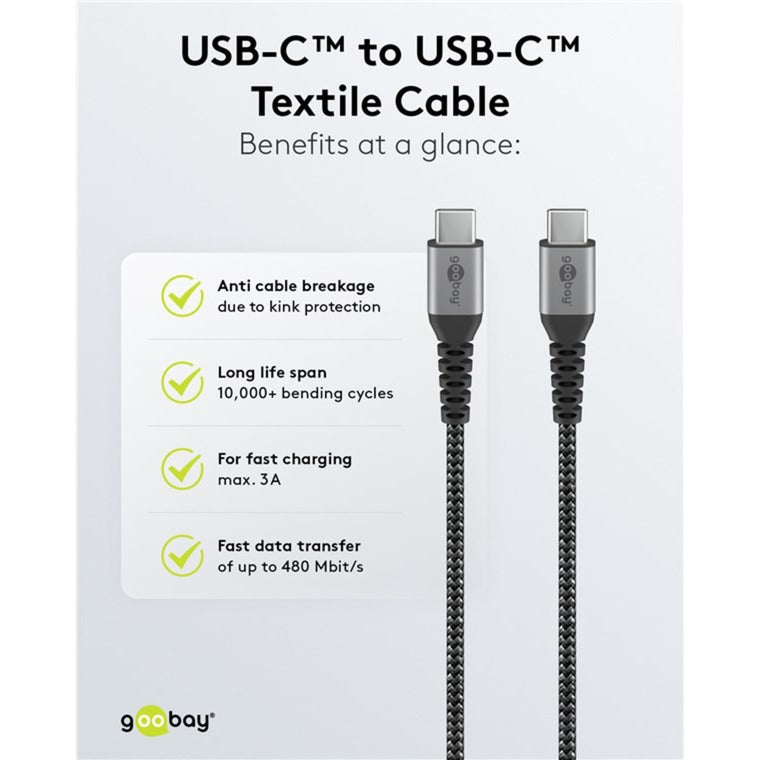 Goobay USB-C Schnellladegerät Nano (65 W) und USB-C Textilkabel