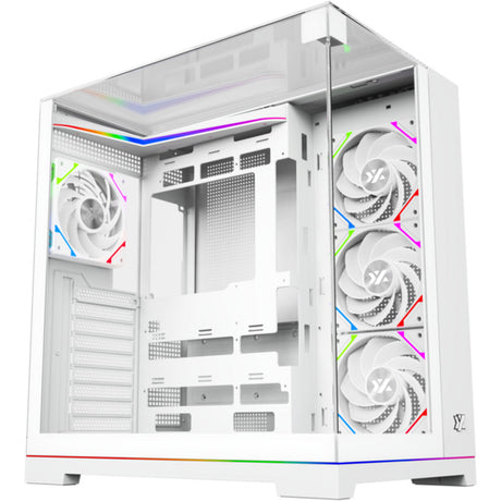 Xyz PC Gear Tesseract A-RGB Midi-Tower-Gehäuse (Weiß | 2x USB-A | 1x USB-C | RGB | Gehärtetes Glas)