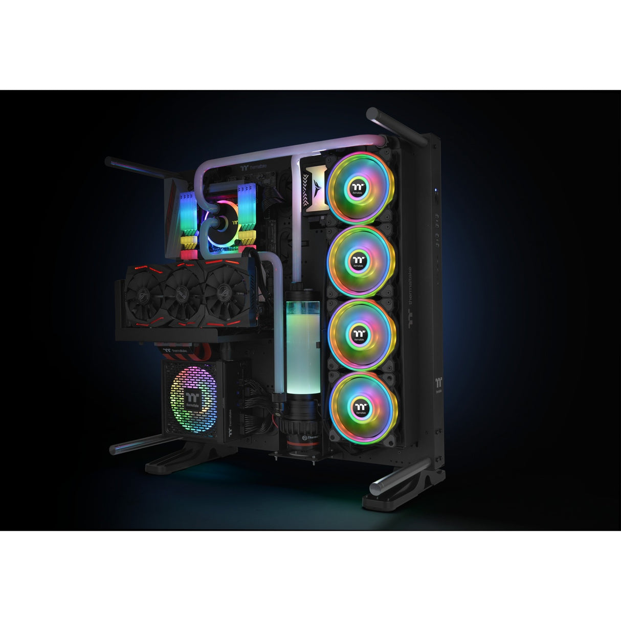 Thermaltake riing quad 14 rgb radiator fan tt premium edition single fan pack case fan (zwart, 140 x 140 x 25 mm)