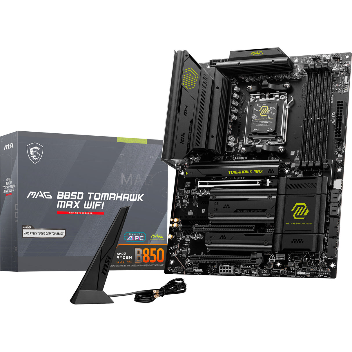 MSI Mag B850 Tomahawk Max WiFi Sockel AM5 Mainboard (RAID, 5GB-LAN, WiFi 7, BT, Sound, ATX)