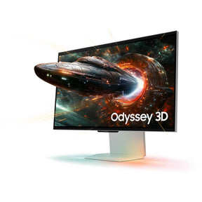 Samsung Odyssey 3D G90XF 27 4K UHD Gaming-Monitor (Silber, 2x HDMI, DisplayPort, 2x USB-A, USB-B, 165 Hz)
