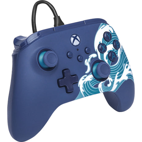 Powera Advantage Controller mit Kabel für die Xbox Series X|s – Water Wave (Azurblau, Xbox Series X|s, Xbox One, PC)