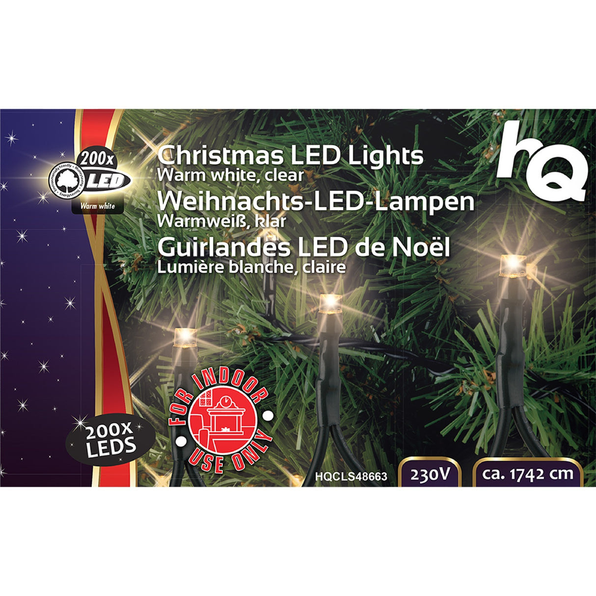 Verschiedene Weihnachtslichter 200 LED warmes Weiß 17,4m