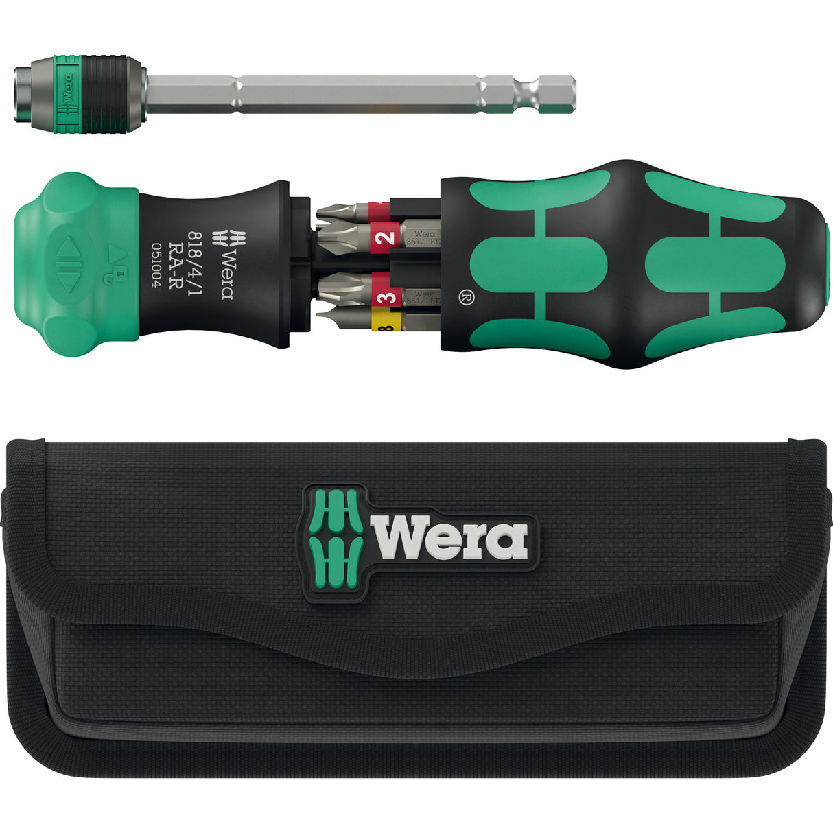 Wera kraftform kompakt 25 ra-r mit Koffer, 6-teiliges Bit-Set (schwarz grün)