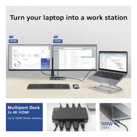 Act-Konnektivität USB-C 4K MST-Dockingstation (schwarzgrau)