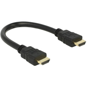 Delock High Speed HDMI mit Ethernet - HDMI a Stecker > HDMI a Stecker Kabel (schwarz, 0,25 Meter, 4k)