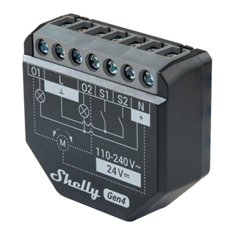 Shelly 14 Uhr Gen4-Relais (schwarz, Bluetooth, WLAN)