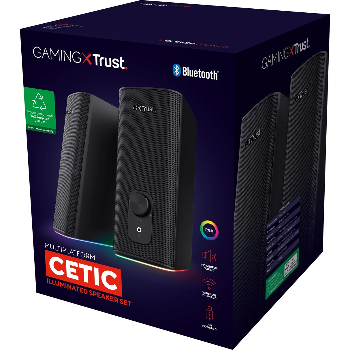 Trust GXT 612 Cetic PC-Lautsprecher (Schwarz, Bluetooth, RGB)