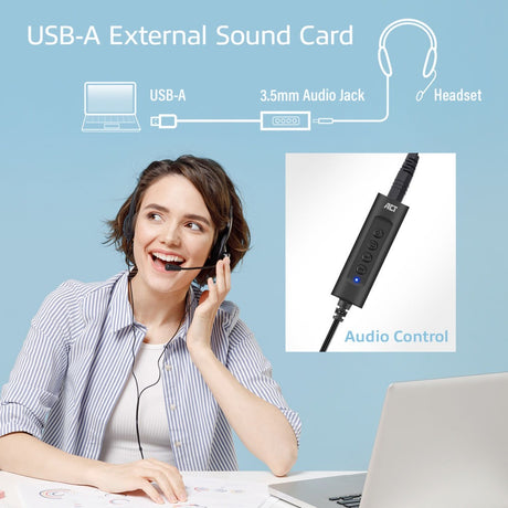 Act-Konnektivität USB-A externe Soundkarte (schwarz)