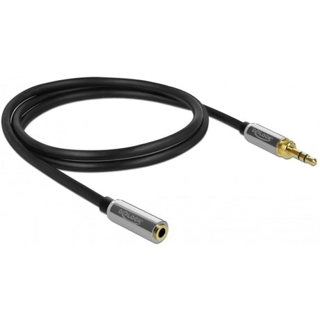 Delock Stereo Klinke 3,5 mm 3 Pin Stecker > Buchse Verlängerungskabel (schwarz, 1 Meter)