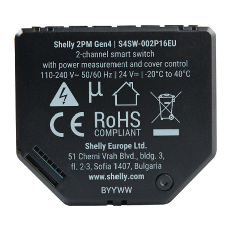 Shelly 14 Uhr Gen4-Relais (schwarz, Bluetooth, WLAN)