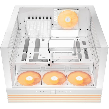 Ruhig sein! Lichtsockel 600 lx Midi-Tower-Gehäuse (weiß | 2x USB-A | 1x USB-C | RGB | gehärtetes Glas)