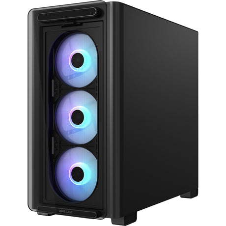Asus a23 plus Mini-Tower-Gehäuse (schwarz | 2x USB-A | 1x USB-C | RGB | gehärtetes Glas)