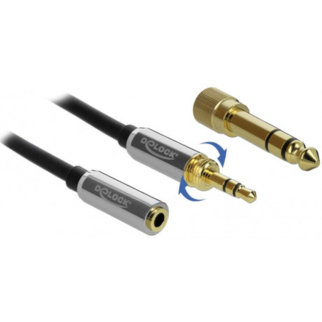 Delock Stereo Klinke 3,5 mm 3 Pin Stecker > Buchse Verlängerungskabel (schwarz, 1 Meter)