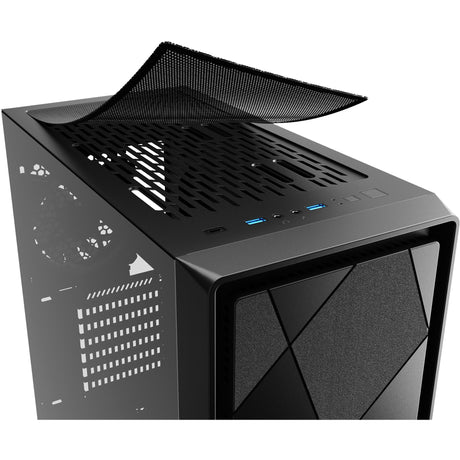 Sharkoon vs8 RGB schwarzes Midi-Tower-Gehäuse (schwarz | 2x USB-A | 1x USB-C | RGB | gehärtetes Glas)