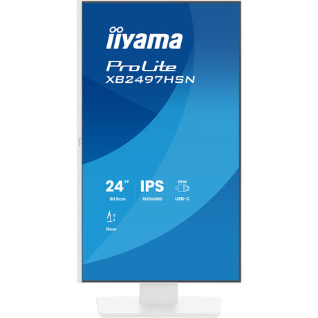 Iiyama prolite xb2497hsn-w1 23.8 monitor (wit, 1x displayport, 1x hdmi, 3x usb-c, 2x usb-a, 1x rj-45)