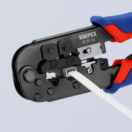 Knipex Crimpzange 97 51 10 sb (blau rot, RJ-11 12 und RJ-45 Stecker)