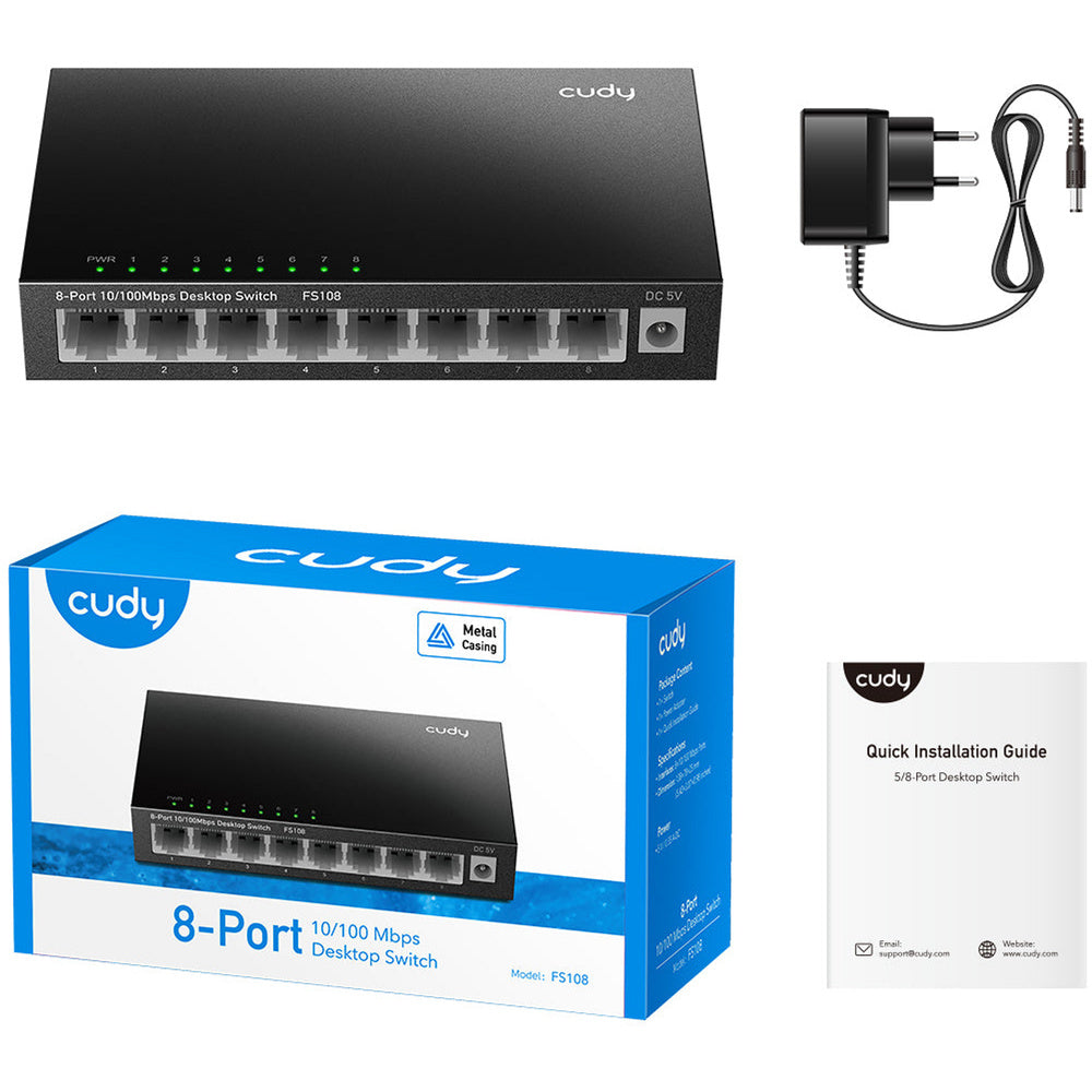 Cudy 8-Port 10 100 Mbit/s Desktop-Switch (schwarz)