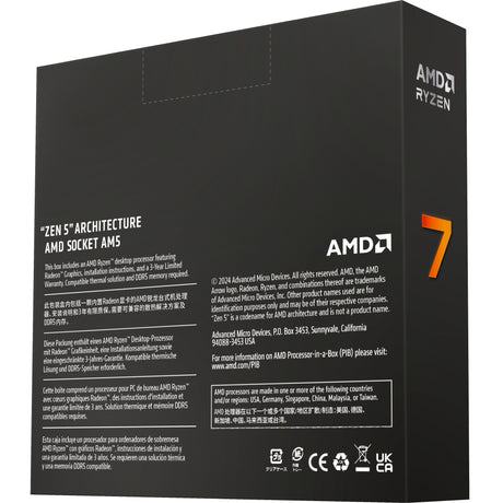 AMD Ryzen 7 9700x, 3,8 GHz (5,5 GHz Turbo Boost) Sockel AM5-Prozessor (entsperrt, verpackt)