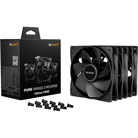 Ruhig sein! Pure Wings 3 Reverse-Case-Lüfter (schwarz, 3 Stück, 120 x 120 x 25 mm, PWM)