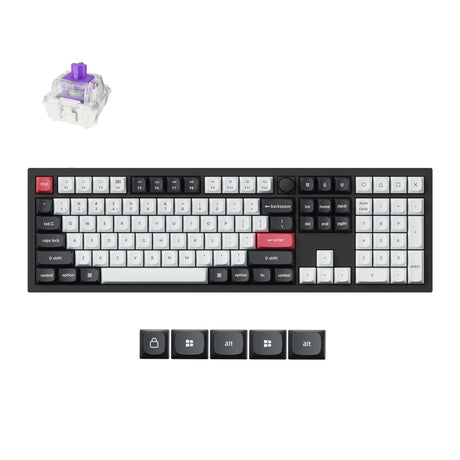 Mechanische Tastatur Keychron Q6 HE-M1 RGB (schwarz, US-Layout (QWERTY), Gateron Double-Rail-Magnetnebel, 100 %, RGB, Osa-Profil-Double-Shot-PBT-Tastenkappen, Hot-Swap, USB-C 2,4 GHz Bluetooth 5.2, Knopf)