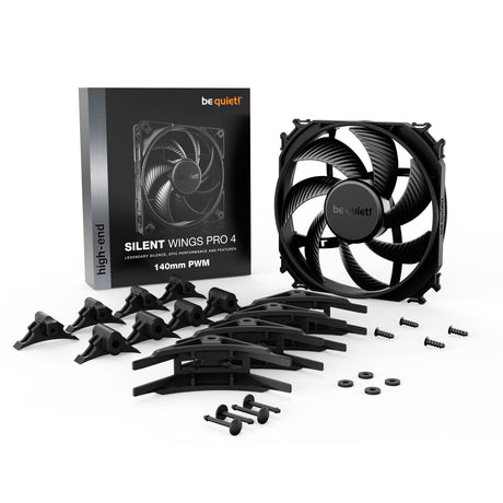 Ruhig sein! Silent Wings Pro 4 PWM-Gehäuselüfter (schwarz, 140 x 140 x 25 mm)