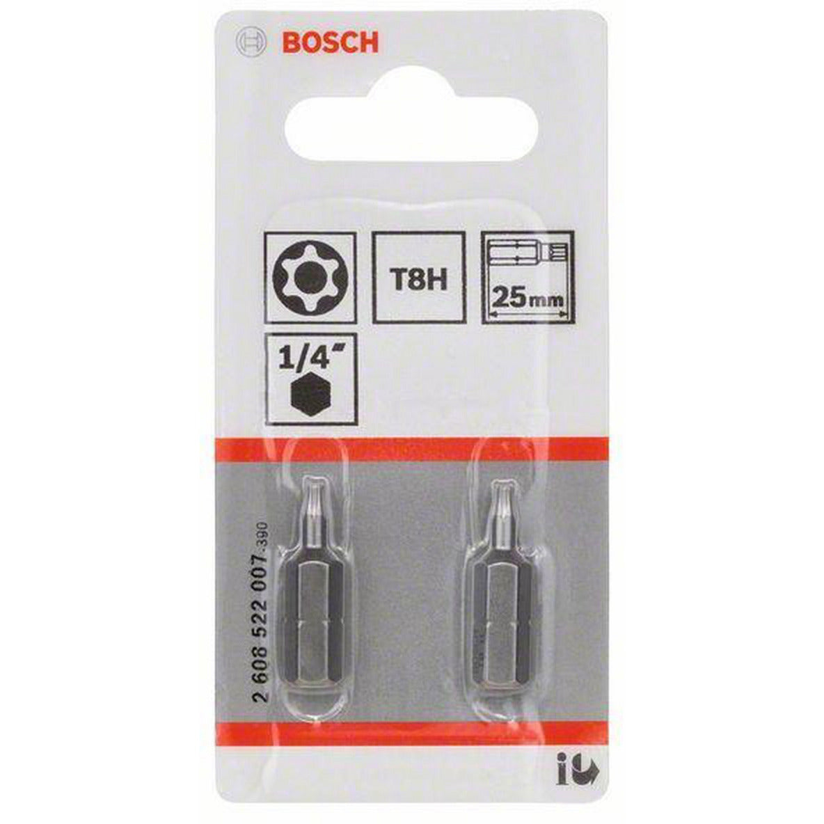 Bosch Zubehör T8H Security-Torx® Bit extra hart T8H, 25 mm 2 Stück – 2608522007