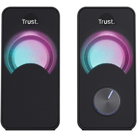 Trust Aries kompaktes 2.0-Lautsprecherset mit RGB-PC-Lautsprecher (schwarz)