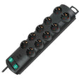 Brennerstuhl Primera-Line Steckdosenleiste 10-fach schwarz 2m H05VV-F 3G1,5, die Steckdosen sind je 5 schaltbar