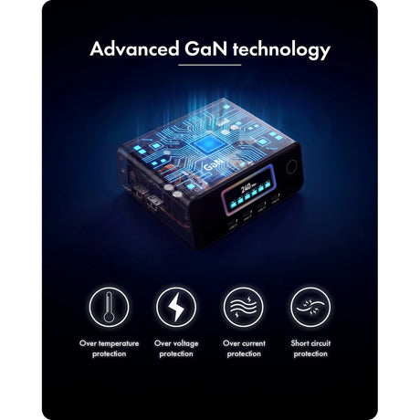 Icy box 240w gan oplaadstation (zwart)
