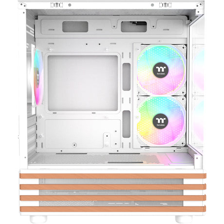 Thermaltake View 170 WS ArGB Mini-Tower-Gehäuse (weiße Holzfarbe | 2x USB-A | RGB | gehärtetes Glas)