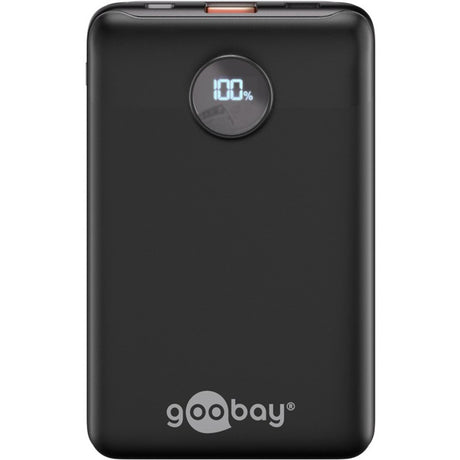 Goobay Powerbank kompakt 10.000 mAh (Schwarz, 10 Ah, 1x USB-A, 1x USB-C, Power Delivery, Schnellladung)
