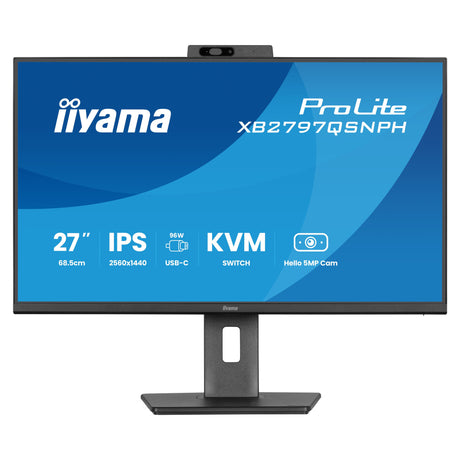 Iiyama Prolite xb2797qsnph-b1 27 Monitor (schwarz, HDMI, Displayport, USB-C, LAN, Audio, Webcam)