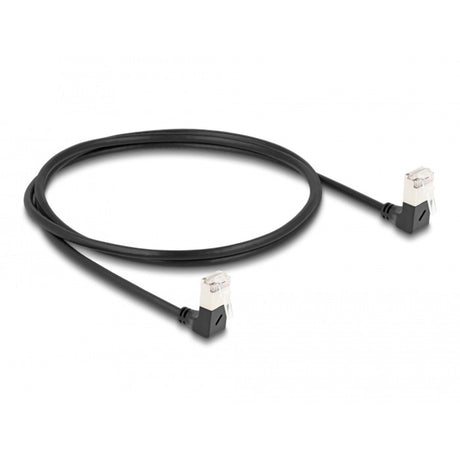 Delock RJ45 Netzwerkkabel Cat.6a S FTP Slim 90° nach unten nach unten gewinkelt 1 m Kabel (schwarz)