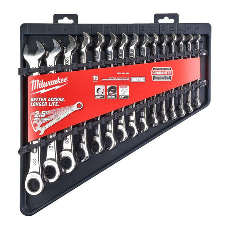 Milwaukee Zubehör Max Bite | Metrisches Ratschen-Maulschlüssel-Set | 15 Stück - 4932464994