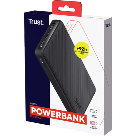 Trust Primo 20.000 mAh Öko-Powerbank (schwarz)