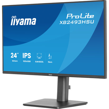 Iiyama prolite xb2493hsu-b1 23.8 monitor (zwart (mat), 120 hz, hdmi, displayport, usb, audio)