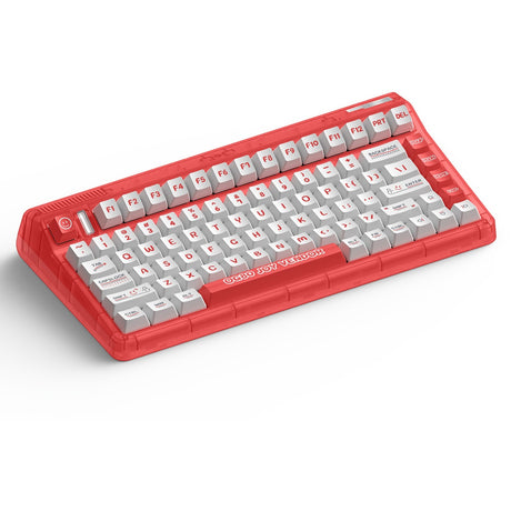 Iqunix OG80 Joy Vendor kabellose mechanische Tastatur (rot, US-Layout (QWERTZ), Cherry MX Silent Red, 80 % (TKL), RGB-LEDs, Hot-Swap-fähig, PBT, 2,4 GHz | Bluetooth 5.1 | USB-C)