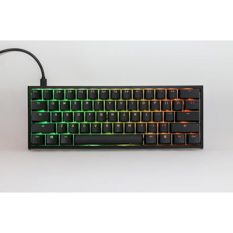 Ducky One 2 Pro Mini Classic RGB mechanische Gaming-Tastatur (schwarz, US-Layout (QWERTZ), Cherry MX Speed Silver, 60 %, RGB-LED, Double-Shot PBT, Quack-Mechanik)