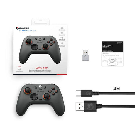 Gamesir Nova 2 Lite Multiplattform-Wireless-Gamecontroller (Dunkelgrau, Switch, PC, Android und iOS, Bluetooth 2,4 GHz USB)