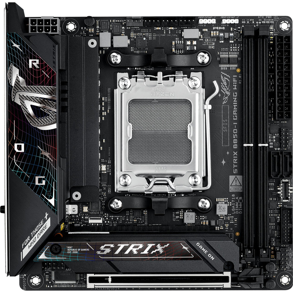 Asus ROG Strix B850-I Gaming Wi-Fi Sockel AM5 Motherboard (2,5 GB-LAN, Wi-Fi 7, BT, Sound, Mini-ITX)