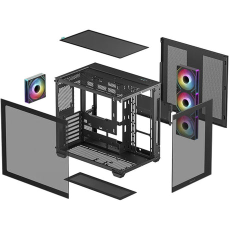 Deepcool CG530 4f Midi-Tower-Gehäuse (schwarz | 2x USB-A | 1x USB-C | RGB | gehärtetes Glas)