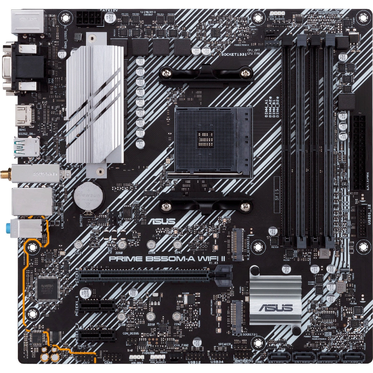 Asus prime b550m-a wifi ii socket am4 moederbord (zwart zilver, raid, gb-lan, wi-fi 6, bt, sound, µatx)