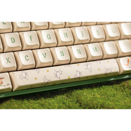 Iqunix F97 Floral Date RGB mechanische Gaming-Tastatur (grün, US-Layout (QWERTZ), Gateron-Rot, 96 %, RGB-LEDs, Hot-Swap-fähig, PBT, 2,4 GHz | Bluetooth 5.1 | USB-C)