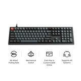 Keychron v6w-d3 8k qmk wired custom mechanical keyboard (zwart, us lay-out (qwerty), super brown, 100%, rgb leds, double-shot pbt, hot swap, 8k, knop)