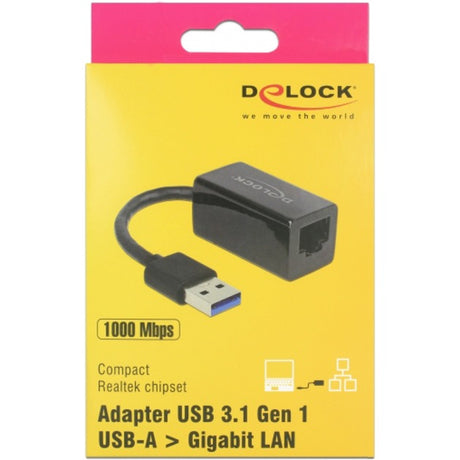 Delock Superspeed USB-A (USB 3.1 Gen 1) Stecker > Gigabit LAN 10 100 1000 Mbps Kompaktadapter (schwarz, 12,7 Zentimeter)