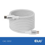 Club 3D USB-C Magnetspule 240 W PD3.1 weißes Kabel, 2 Meter Kabel (weiß)